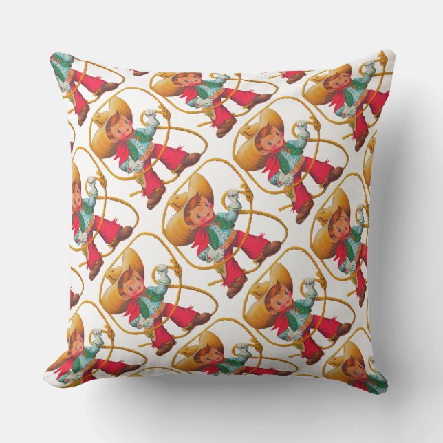 Coussin Cowboy Retro Boy Child Cute Western (Recto)