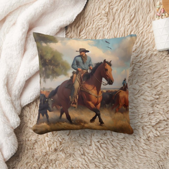 Coussin Cowboy sur Bay Horse (Couverture)