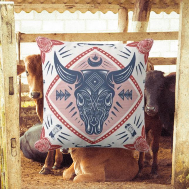 Coussin Cowboy Taureau Western (Créateur téléchargé)