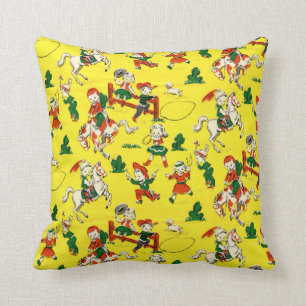 Coussin Cowboy vintage - cow-girls - chevaux - ranch