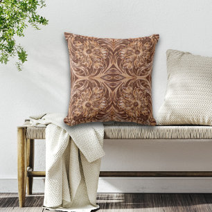 Coussin cowboy western country motif à outils cuir