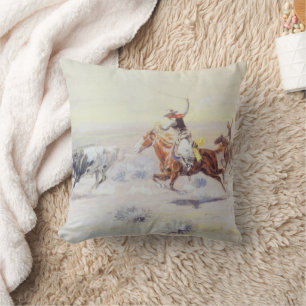 Coussin Cowboys du Bar Triangle par CM Russell
