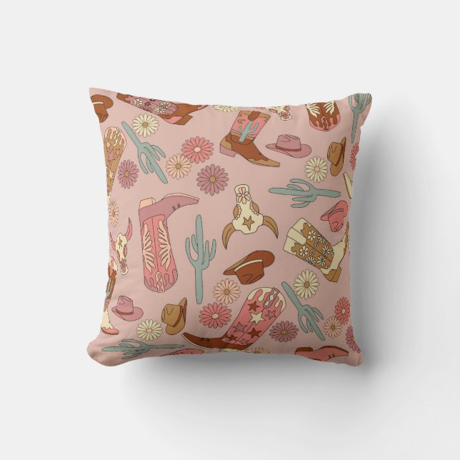 Coussin Cowgirl Boho Occidental Cowboy Boots (Recto)