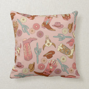 Coussin Cowgirl Boho Occidental Cowboy Boots