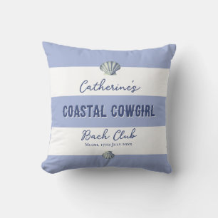 Coussin Cowgirl Côtière Élégante Rayures Bleu Blanc