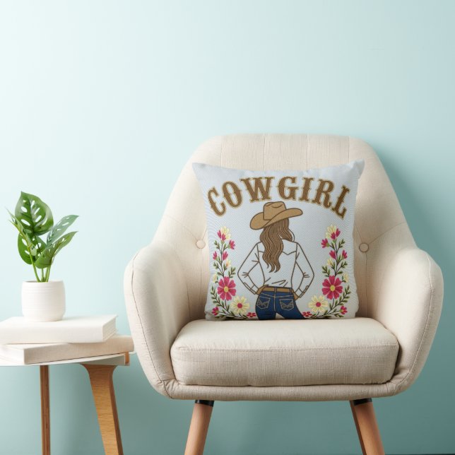 Coussin Cowgirl en denim clair (Chaise)
