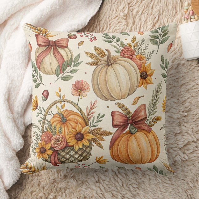 Coussin Cozy Autumn Pumpkin and Sunflower Pattern (2) (Couverture)