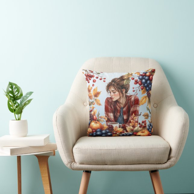 Coussin Cozy Autumn-Themed Throw Pillow (Chaise)