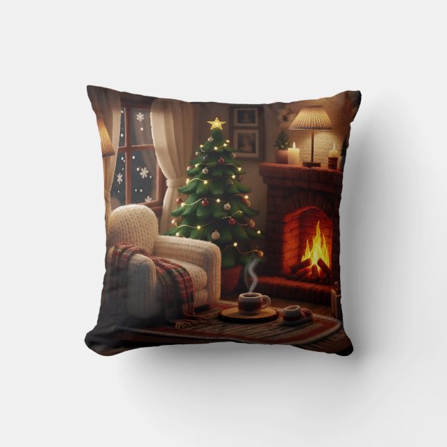 Coussin Cozy Christmas atmosphere, in a knitted style (Recto)