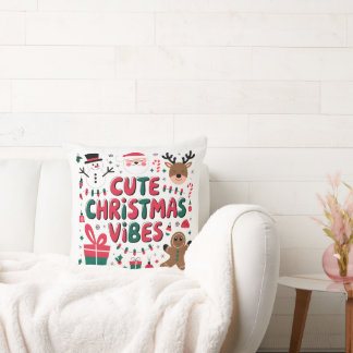 Coussin Cozy "Cute Christmas Vibes" Throw Pillow