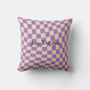 Coussin Cozy Cute Lavande Damier Distordu