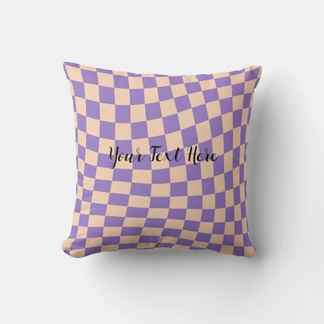 Coussin Cozy Cute Lavande Damier Distordu (Recto)