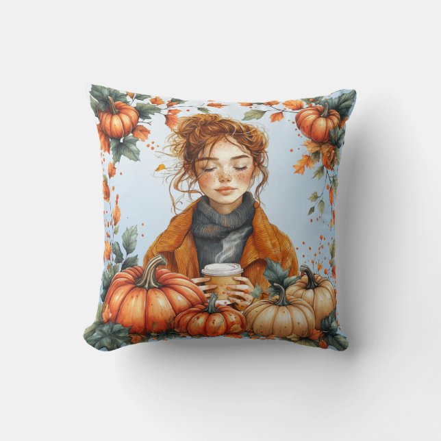 Coussin Cozy, Fall Themed Throw Pillow (Recto)