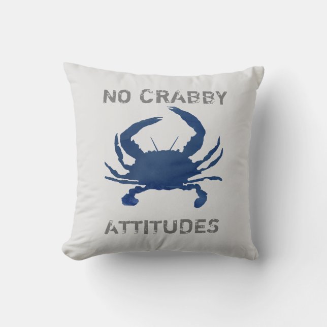 Coussin Crabe Bleu Nautique Pas De Crabby Attitudes (Recto)