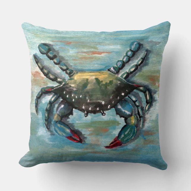 Coussin Crabe bleu sur bleu (Recto)