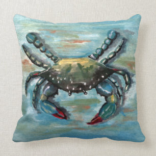 Coussin Crabe bleu sur bleu