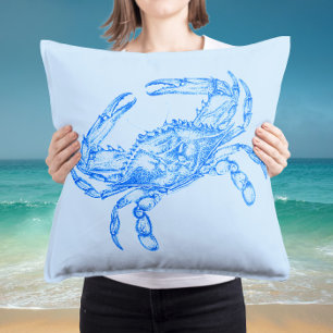 Coussin crabe bleu vintage