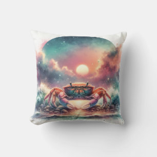 Coussin Crabe d'aquarelle au coucher du soleil