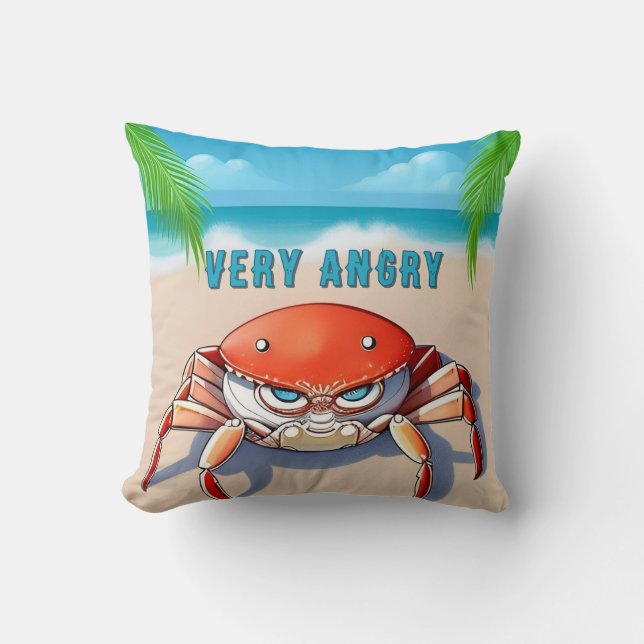 Coussin Crabe de dessin animé sur une plage tropicale (Recto)