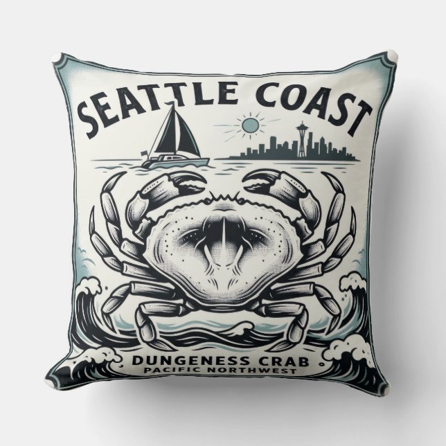 Coussin Crabe de Dungeness de la côte de Seattle (Recto)