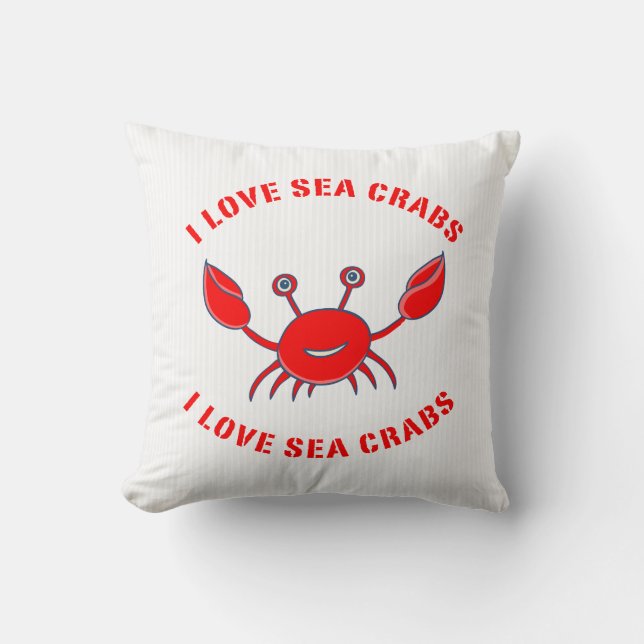 Coussin Crabe De Mer En Rouge Sur Des Bandes Blanches (Recto)