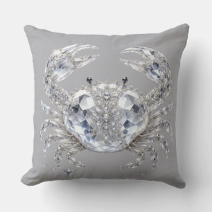 Coussin Crabe en cristal d'argent Luxe océan étincelant
