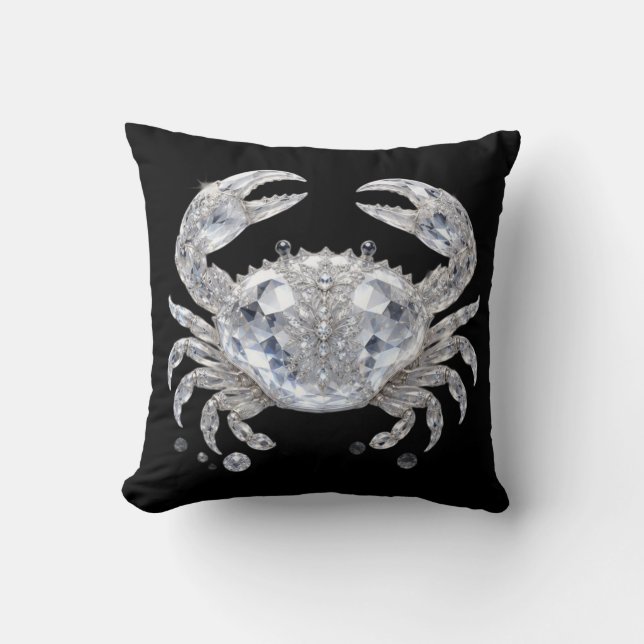 Coussin Crabe en cristal d'argent | Luxe océan scintillant (Recto)