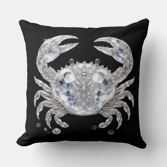Coussin Crabe en cristal d'argent | Océan scintillant Luxe (Recto)