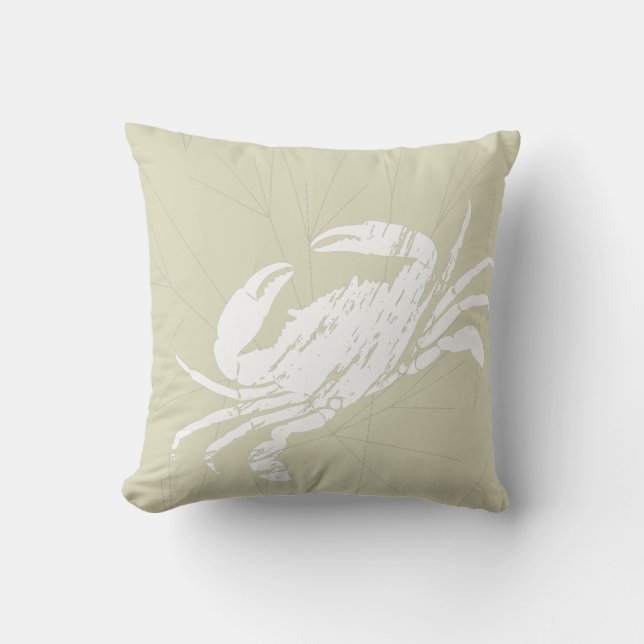 Coussin Crabe et homard Côte blanche et sable beige (Recto)