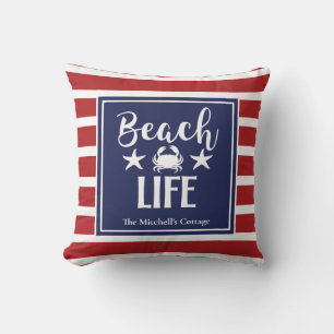 Coussin Crabe Étoile de Mer Vie de Plage Chic Côté Mer Nau