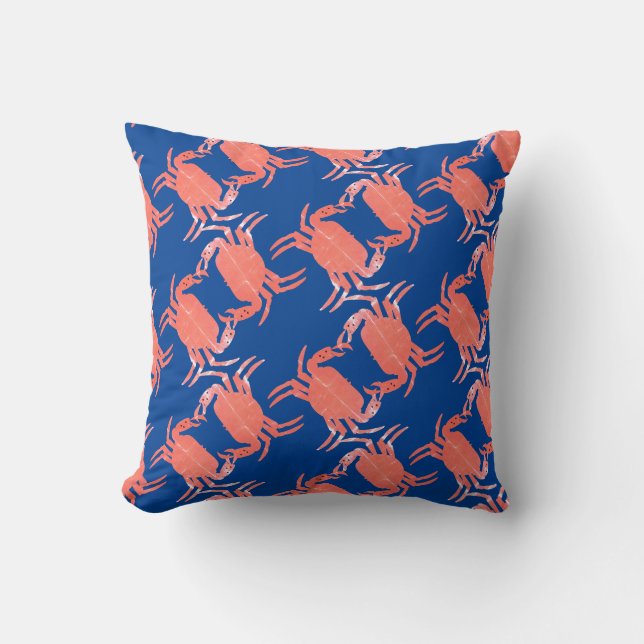 Coussin Crabe Océan Plage Créature Marine Bleu (Recto)