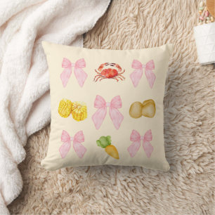 Coussin Crabe rose ébullition Fruits de mer pastel