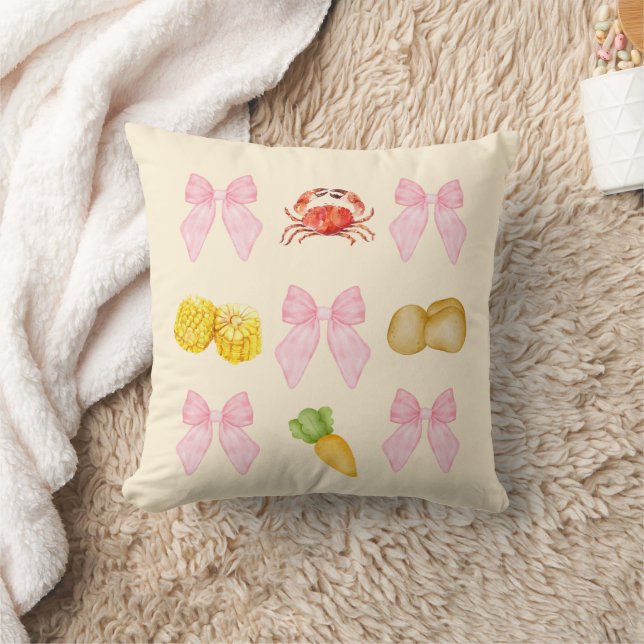 Coussin Crabe rose ébullition Fruits de mer pastel (Couverture)