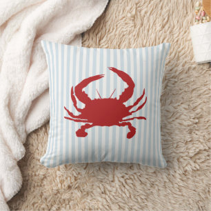 Coussin Crabe rouge Bleu Nautique Bleu Grille Peinture