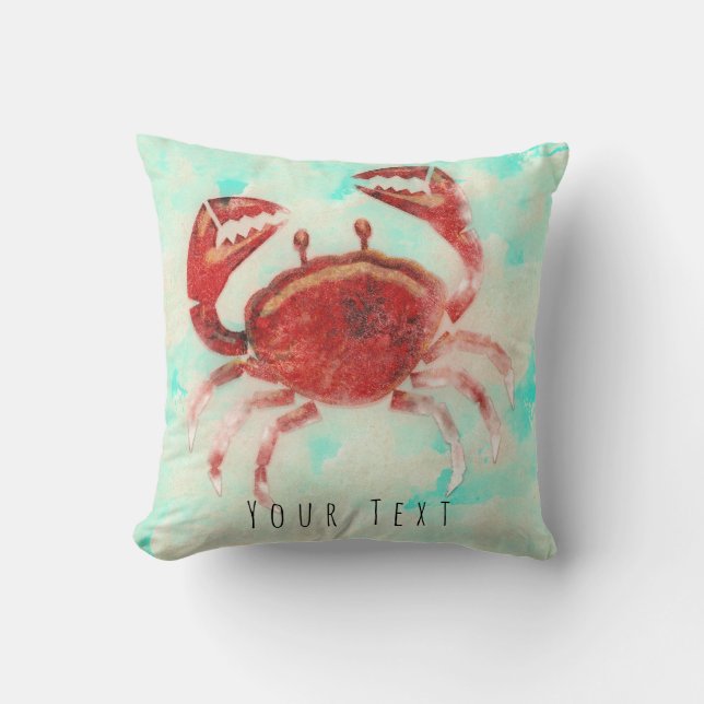 Coussin Crabe rouge Elégant Plage Mer Nourriture Océan Déc (Recto)