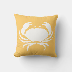 Coussin CRABES BLANC sur miel jaune