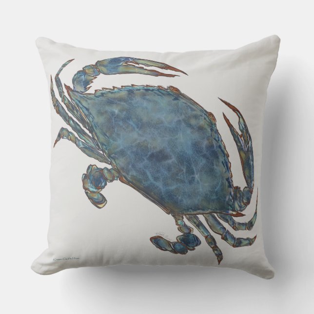 Coussin Crabes - bleu vrai (Recto)