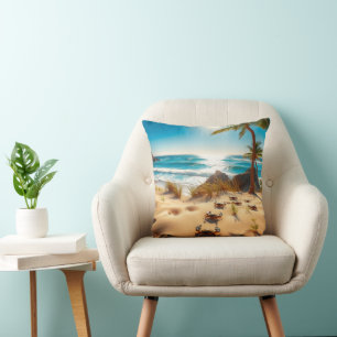 Coussin Crabes de mer sur une plage tropicale – Océan sere
