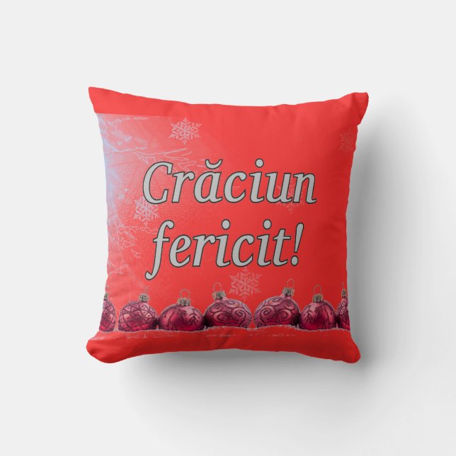 Coussin Crăciun fericit ! Joyeux Noël en roumain wf (Recto)