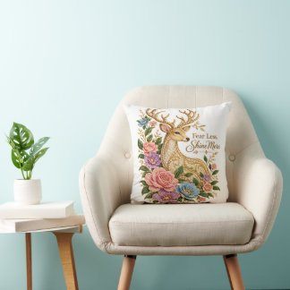 Coussin Craignez moins, brillez davantage : Cerf floral or