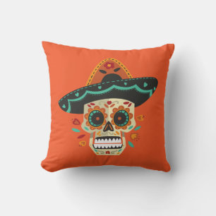 Coussin Crâne à sucre avec Casquette Dia de Muertos Cous