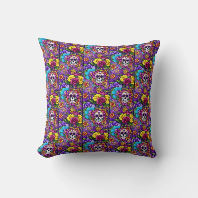 Coussin Crâne à sucre - Día de los Muertos Delight (Recto)