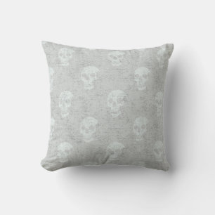 Coussin Crâne anatomique grungy À petits pois ton blanc