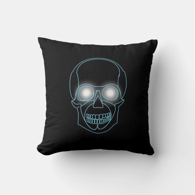 Coussin Crâne au néon avec la conception brillante de yeux (Recto)