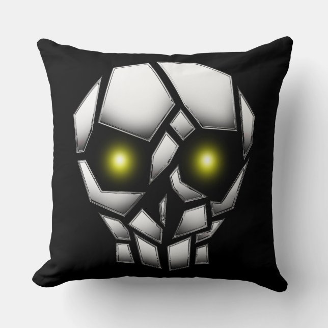 Coussin Crâne chromé avec yeux brillants (Recto)