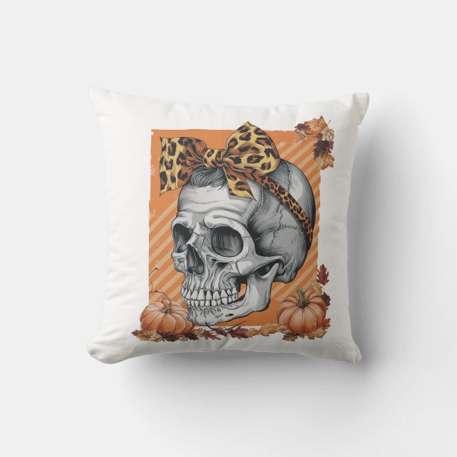 Coussin Crâne chute arc Halloween (Recto)