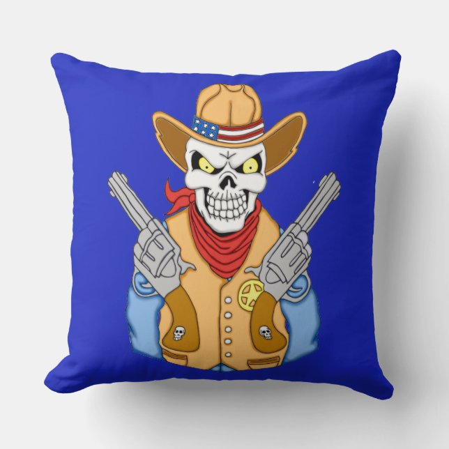 Coussin Crâne cowboy occidental (Recto)