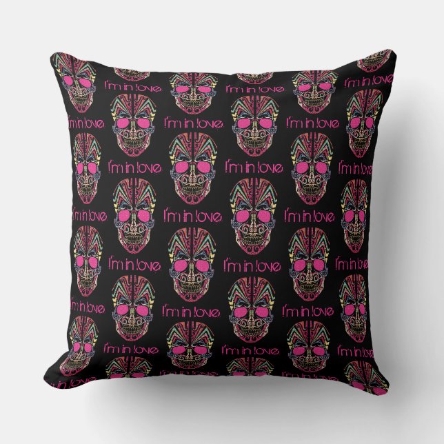 Coussin Crâne d'amant coloré mignon (Recto)