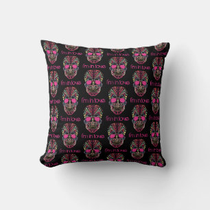 Coussin Crâne d'amant coloré mignon