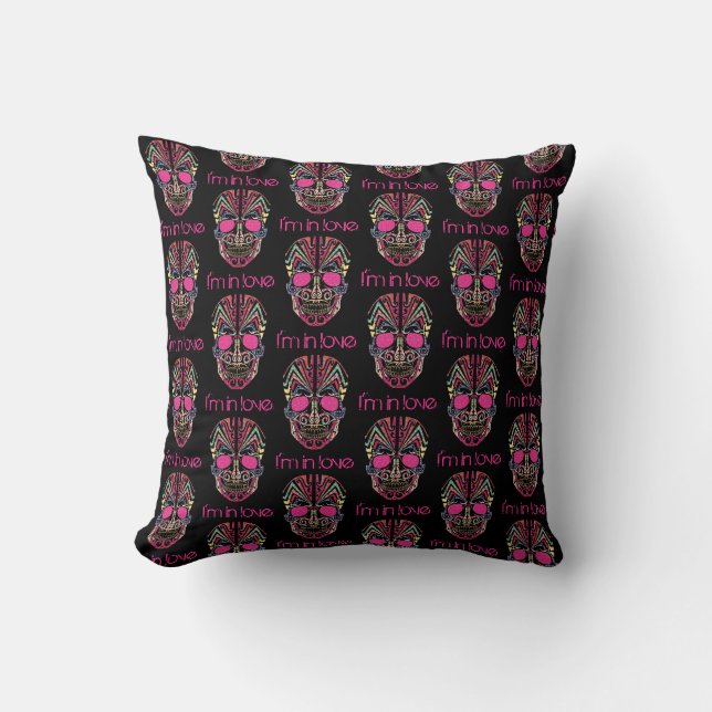 Coussin Crâne d'amant coloré mignon (Recto)
